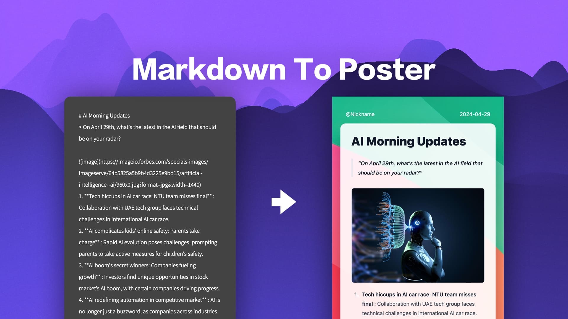 Markdown To Poster：将Markdown转换为社交媒体/小红书海报，支持在线编辑和一键部署。-IT资源栈